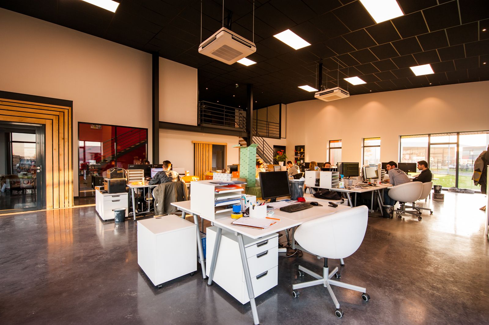 Software team working across an open office floor
